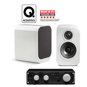 Q Acoustics(큐어쿠스틱) 3010 화이트피아노마감 + Teac(티악) AI-101DA 블루투스 미니앰프