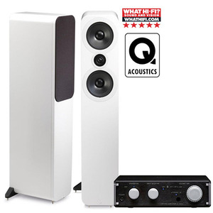 Q Acoustics(큐어쿠스틱) 3050 화이트피아노마감 + Teac(티악) AI-101DA 블루투스 미니앰프